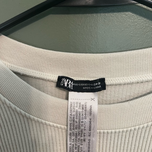 Zara cream white cropped tee shirt size extra small - Picture 3 of 3